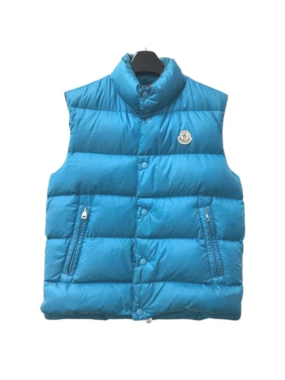 Moncler Down Vest Logo Patch Nylon Blue